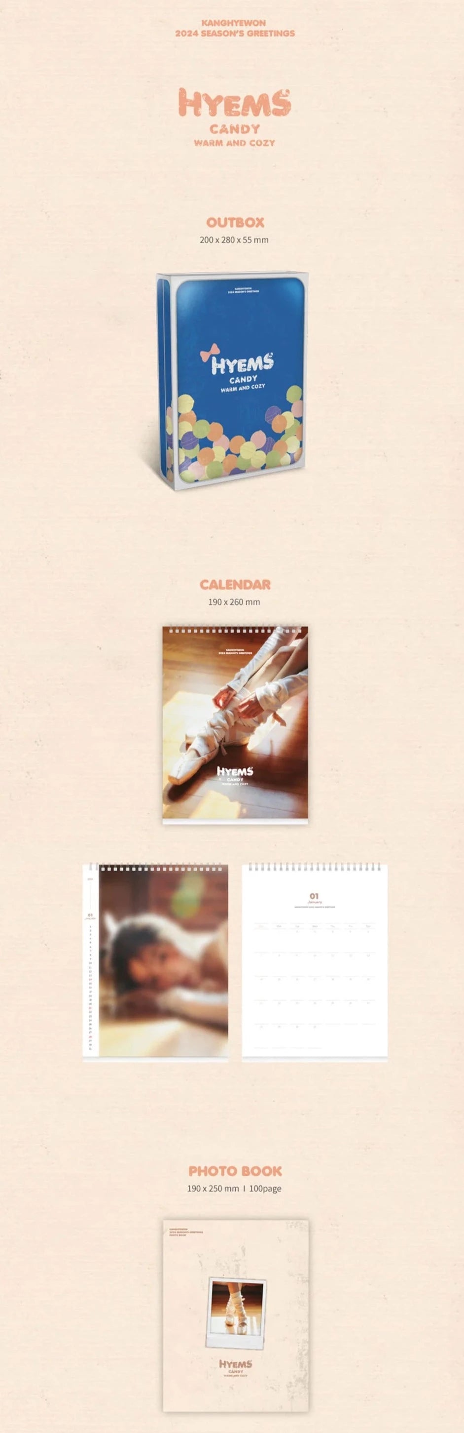 KANG HYEWON - 2024 SEASON'S GREETINGS "HYEMS CANDY WARM AND COZY" Nolae