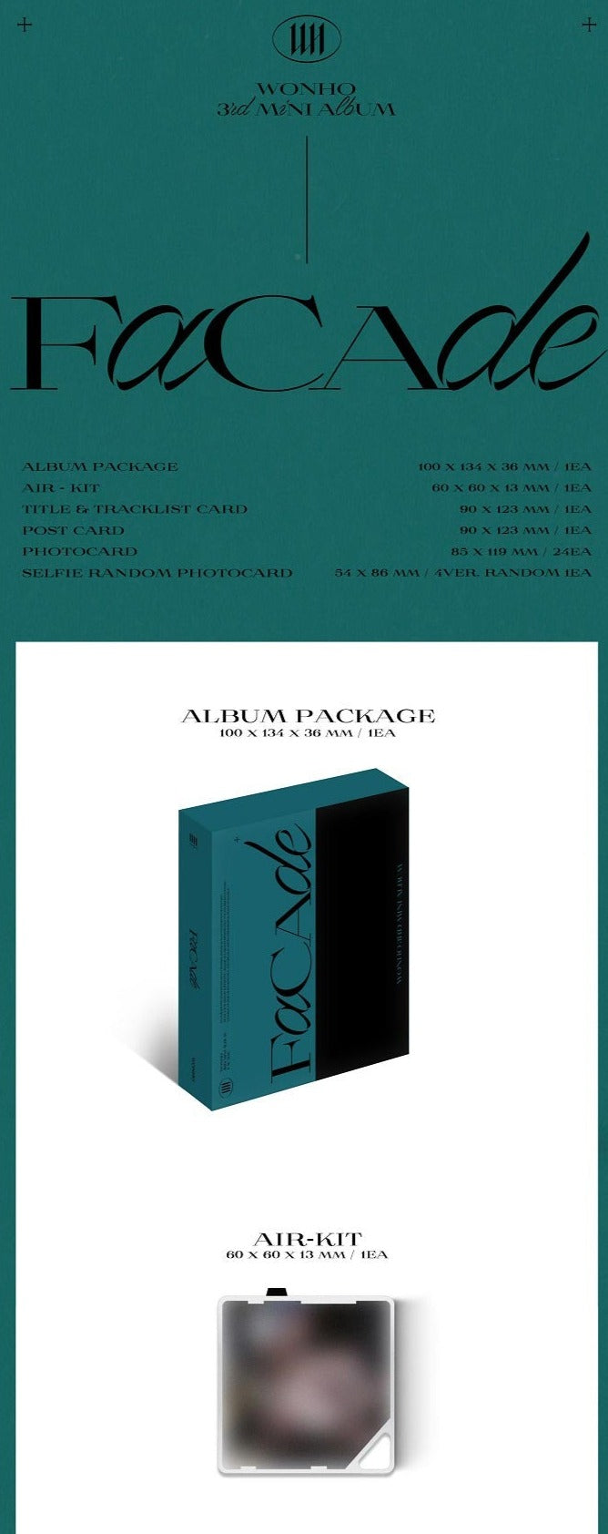 WONHO Mini Album Vol. 3 - FACADE (Kit Album) Nolae Kpop